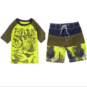 Gymboree Cheetah Rash Guard Swim Trunk 6-12 12-18